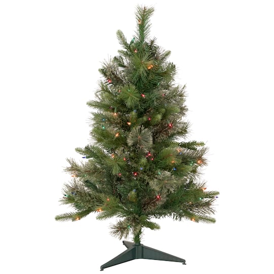 Northlight; Northlight 3ft. Pre-Lit Kingston Cashmere Pine Full Artificial Christmas Tree, Multicolor Incandescent Lights; Category:Christmas Tabletop & Accent Trees; Image:1